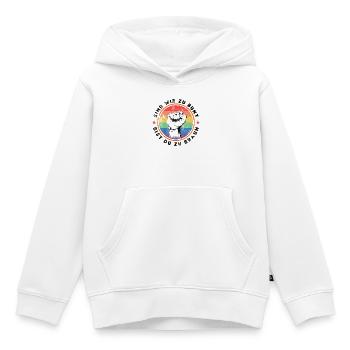 ZEICHEN SETZEN GEGEN RECHTS - Kinder Premium Organic Hoodie - Weiß - Vorne - AI Model Kid Female (0cm)