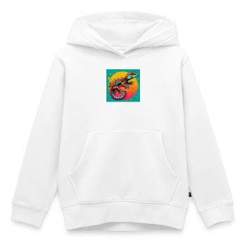 Gecko - Sweat Premium à capuche enfant bio - blanc - Devant - AI Model Kid Female (0cm)