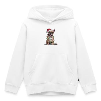 Festliche Bulldogge mit Weihnachtslichtern - Kinder Premium Organic Hoodie - Weiß - Vorne - AI Model Kid Female (0cm)