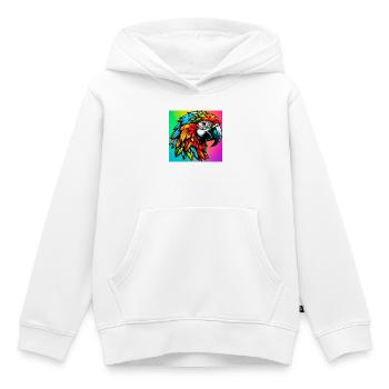 perroquet - Sweat Premium à capuche enfant bio - blanc - Devant - AI Model Kid Female (0cm)