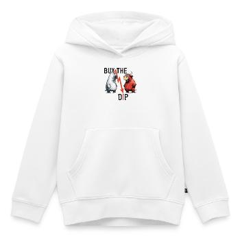 BUY THE DIP – Wenn andere zittern, wird gekauft! - Kinder Premium Organic Hoodie - Weiß - Vorne - AI Model Kid Female (0cm)