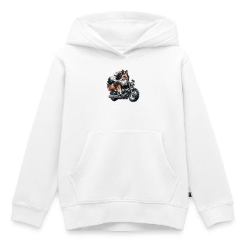 Collie Biker Auf Chopper Motorrad Mit Brille - Kinder Premium Organic Hoodie - Weiß - Vorne - AI Model Kid Female (0cm)