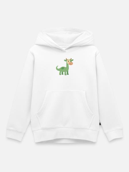 Dinosaurier mit Kuhfellkopf - Kinder Premium Organic Hoodie - Weiß