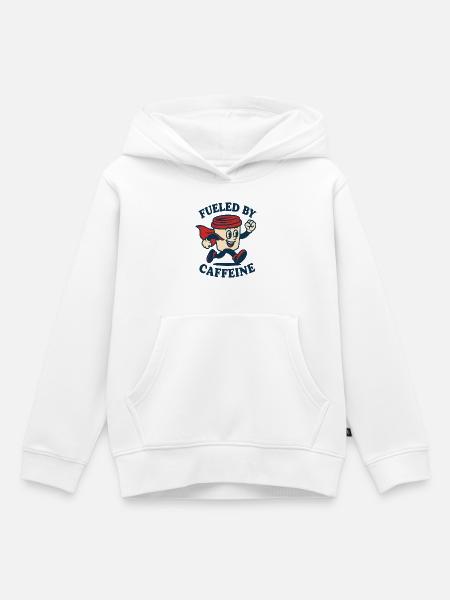 Angetrieben von Caffeine Hero - Kinder Premium Organic Hoodie - Weiß
