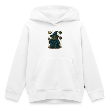 Bulldog sorcier casting magie fantastique dessin animé - Sweat Premium à capuche enfant bio - blanc - Devant - AI Model Kid Female (0cm)