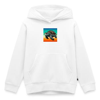tortue - Sweat Premium à capuche enfant bio - blanc - Devant - AI Model Kid Female (0cm)
