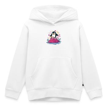 Penguin sur une vague de confiture rose - Sweat Premium à capuche enfant bio - blanc - Devant - AI Model Kid Female (0cm)