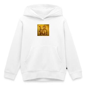 Douze d’or avec Scintillement ! - Sweat Premium à capuche enfant bio - blanc - Devant - AI Model Kid Female (0cm)