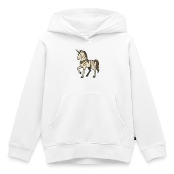 Licorne guerrière tribale avec tresses et marques - Sweat Premium à capuche enfant bio - blanc - Devant - AI Model Kid Female (0cm)