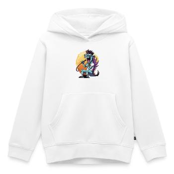 Sonnen-Stage-Drachen mit Mikro - Kinder Premium Organic Hoodie - Weiß - Vorne - AI Model Kid Female (0cm)