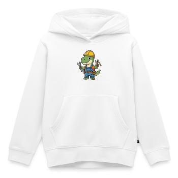 Ouvrier du bâtiment Dino avec des outils - Sweat Premium à capuche enfant bio - blanc - Devant - AI Model Kid Female (0cm)