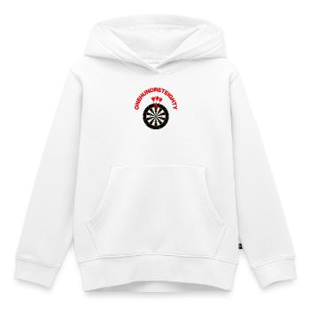 CENT QUATREVINGT, cent quatre-vingt, appelant - Sweat Premium à capuche enfant bio - blanc - Devant - AI Model Kid Female (0cm)