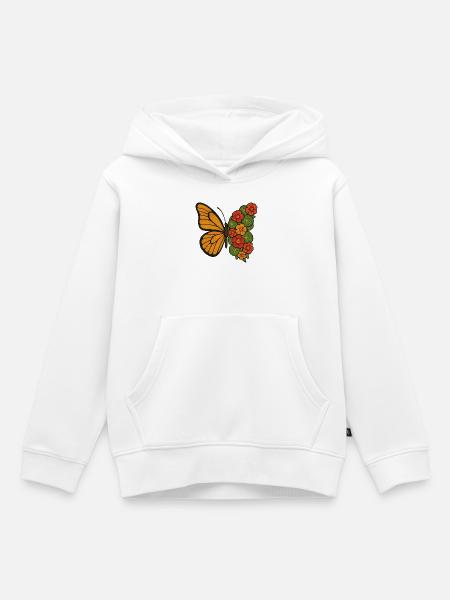 Butterfly Bloom Split - Kinder Premium Organic Hoodie - Weiß