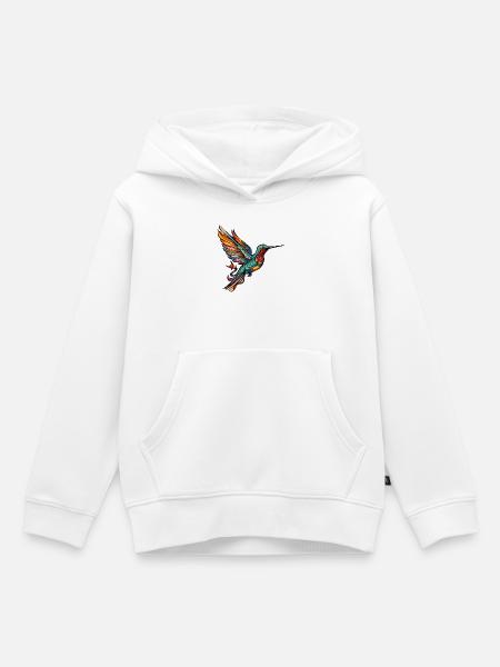 Kolibri Vogel Comic - Kinder Premium Organic Hoodie - Weiß