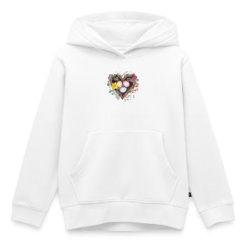 Herzförmiges Nest mit bunten Ostereiern - Kinder Premium Organic Hoodie - Weiß - Vorne - AI Model Kid Female (0cm)