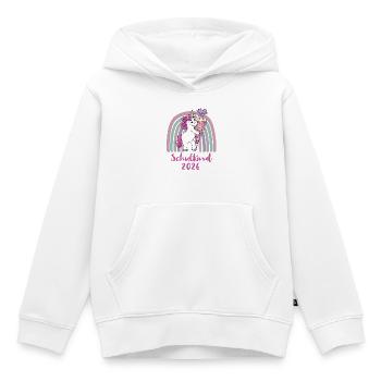 Schulkind 2026 Einhorn mit Zuckertüte  - Kinder Premium Organic Hoodie - Weiß - Vorne - AI Model Kid Female (0cm)