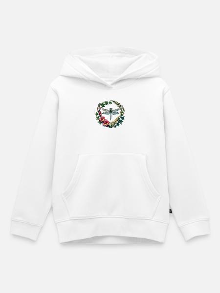 Libellen-Blumenkranz - Kinder Premium Organic Hoodie - Weiß