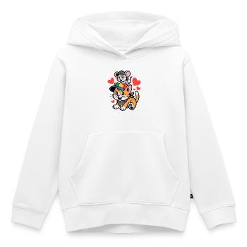 Cat and Mouse Friendship with Heart - Kids Premium Organic Hoodie - white - Front - AI Model Kid Female (0cm)