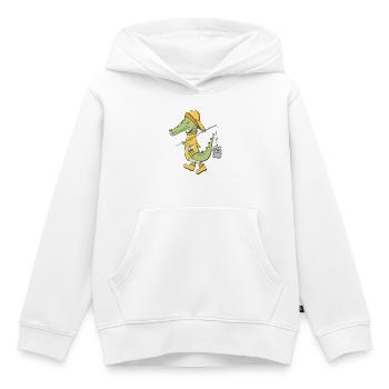Krokodil Angler im Gelben Mantel - Kinder Premium Organic Hoodie - Weiß - Vorne - AI Model Kid Female (0cm)