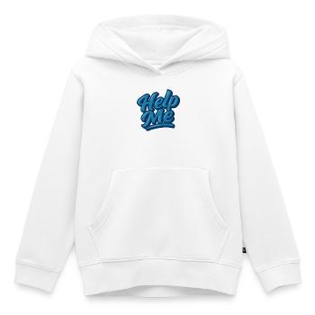 Help Me Blue Script Logo - Sweat Premium à capuche enfant bio - blanc - Devant - AI Model Kid Female (0cm)