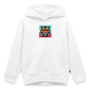 tigre - Sweat Premium à capuche enfant bio - blanc - Devant - AI Model Kid Female (0cm)