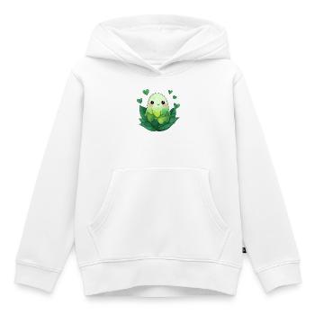 Petite créature feuillue dans des tons de vert - Sweat Premium à capuche enfant bio - blanc - Devant - AI Model Kid Female (0cm)