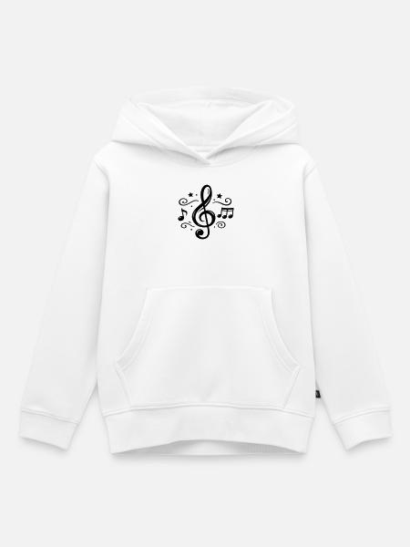 Notenschlüssel Musiknoten - Kinder Premium Organic Hoodie - Weiß