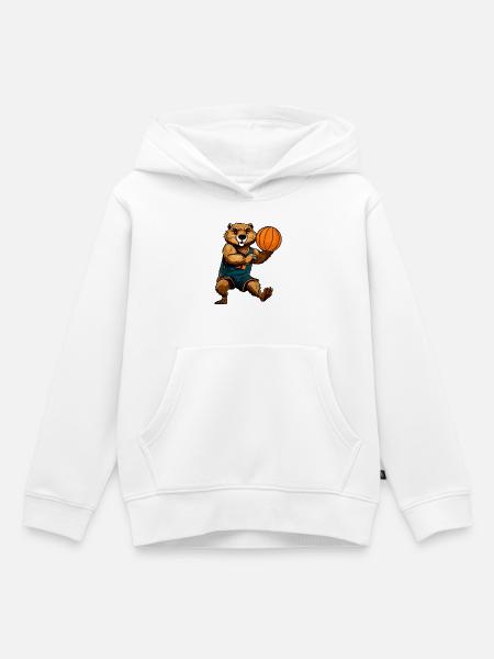 Basketballer Biber - Kinder Premium Organic Hoodie - Weiß