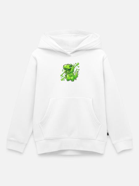 Klecksgrüner Dino - Kinder Premium Organic Hoodie - Weiß