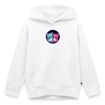 Kitten Duo Neon - Kids Premium Organic Hoodie - white - Front - AI Model Kid Female (0cm)