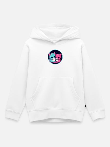 Kätzchen Duo Neon - Kinder Premium Organic Hoodie - Weiß
