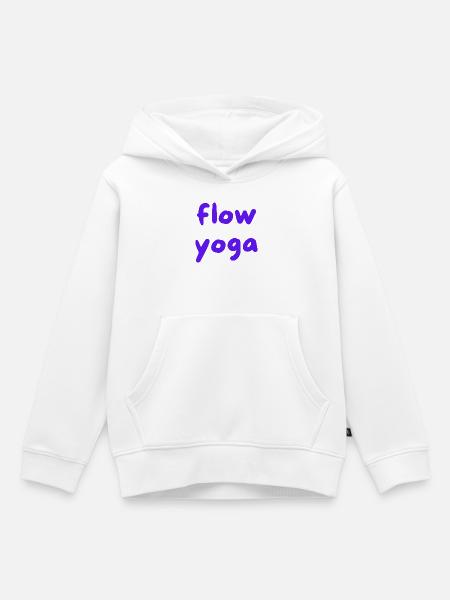 Flow Yoga Handlettering Purpur - Kinder Premium Organic Hoodie - Weiß