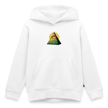 Pyramide des Illuminati - Sweat Premium à capuche enfant bio - blanc - Devant - AI Model Kid Female (0cm)