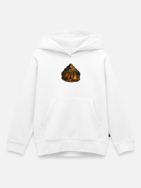 Bergcamping am Lagerfeuer - Kinder Premium Organic Hoodie - Weiß