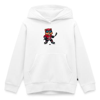 Hockey sur glace des Beavers - Sweat Premium à capuche enfant bio - blanc - Devant - AI Model Kid Female (0cm)