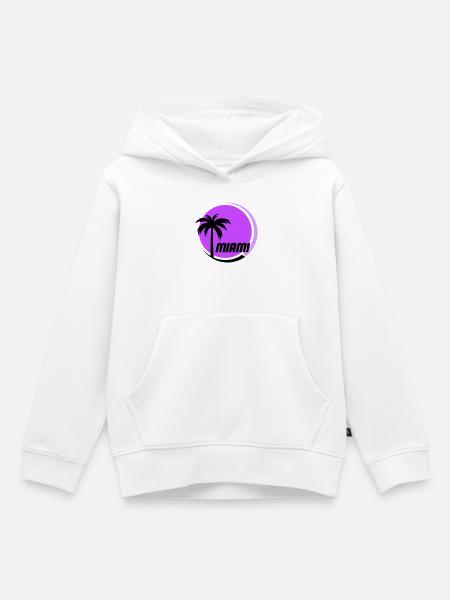 Miami Palmen Neon Retro - Kinder Premium Organic Hoodie - Weiß