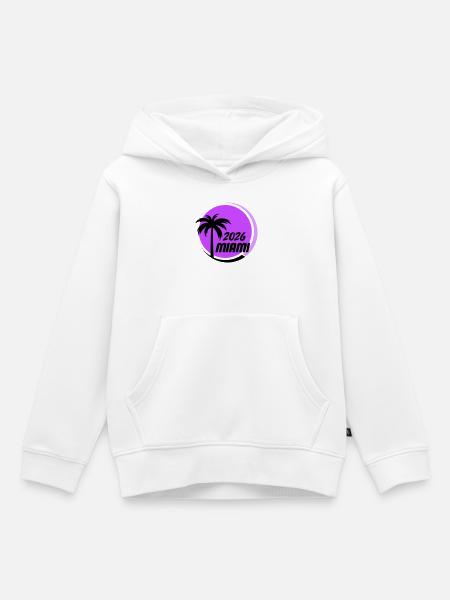 Miami Palmen Neon Logo - Kinder Premium Organic Hoodie - Weiß