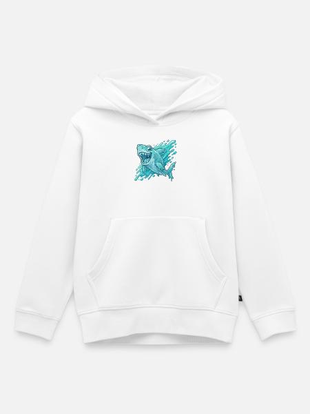 Blauer Hai Splash Abenteuer - Kinder Premium Organic Hoodie - Weiß