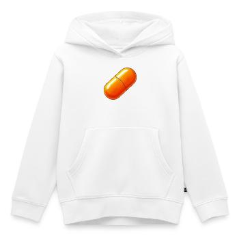 Expansion de la conscience de la pilule orange Bitcoin - Sweat Premium à capuche enfant bio - blanc - Devant - AI Model Kid Female (0cm)