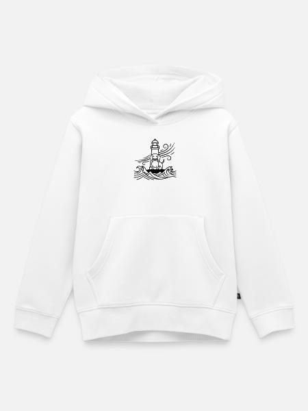 Dackel Sturm Leuchtturm Meer - Kinder Premium Organic Hoodie - Weiß