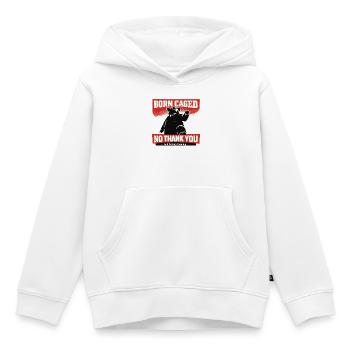Geboren Gefangen – Nein Danke Factory Farming - Kinder Premium Organic Hoodie - Weiß - Vorne - AI Model Kid Female (0cm)
