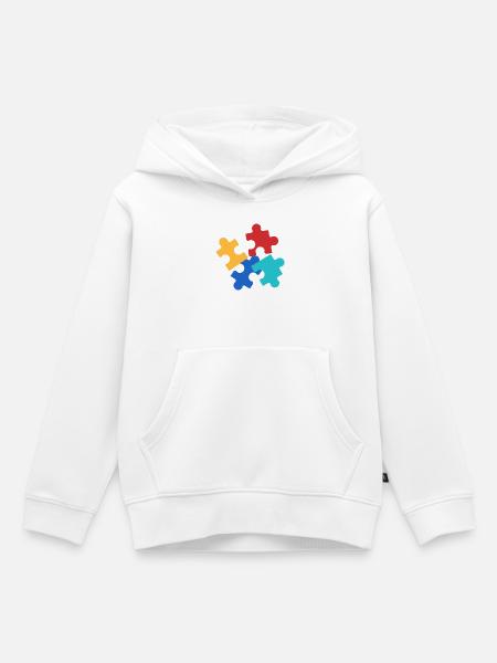 Bunte Puzzleteile Collage - Kinder Premium Organic Hoodie - Weiß