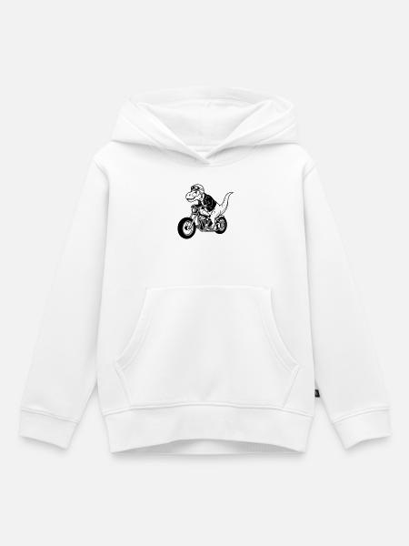 Motorrad-Dino - Kinder Premium Organic Hoodie - Weiß