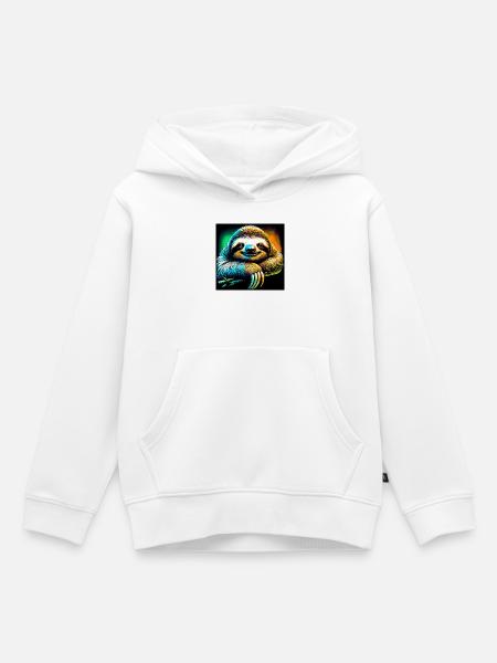 Faultier - Kinder Premium Organic Hoodie - Weiß