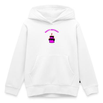 Neon Birthday Cake Sticker - Kids Premium Organic Hoodie - white - Front - AI Model Kid Female (0cm)