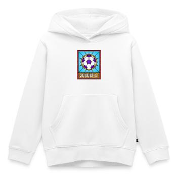 Ballon de football en vitrail - Sweat Premium à capuche enfant bio - blanc - Devant - AI Model Kid Female (0cm)