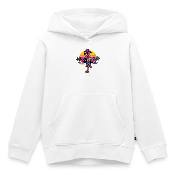 Fête de Plage Flamingo Neon Design - Sweat Premium à capuche enfant bio - blanc - Devant - AI Model Kid Female (0cm)