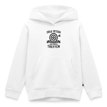 Ziele setzen: Konzentrieren, Treffen - Kinder Premium Organic Hoodie - Weiß - Vorne - AI Model Kid Female (0cm)