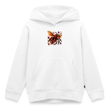 Abeille mellifère enflammée avec des cristaux de lave - Sweat Premium à capuche enfant bio - blanc - Devant - AI Model Kid Female (0cm)