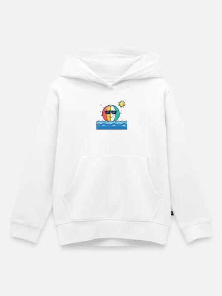 Strandkugel mit Sonnenbrille - Kinder Premium Organic Hoodie - Weiß